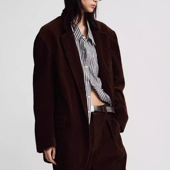 NWT Denimist Deconstructed Blazer Jacket Brown Corduroy Cafe XS/S/M - Picture 1 of 13